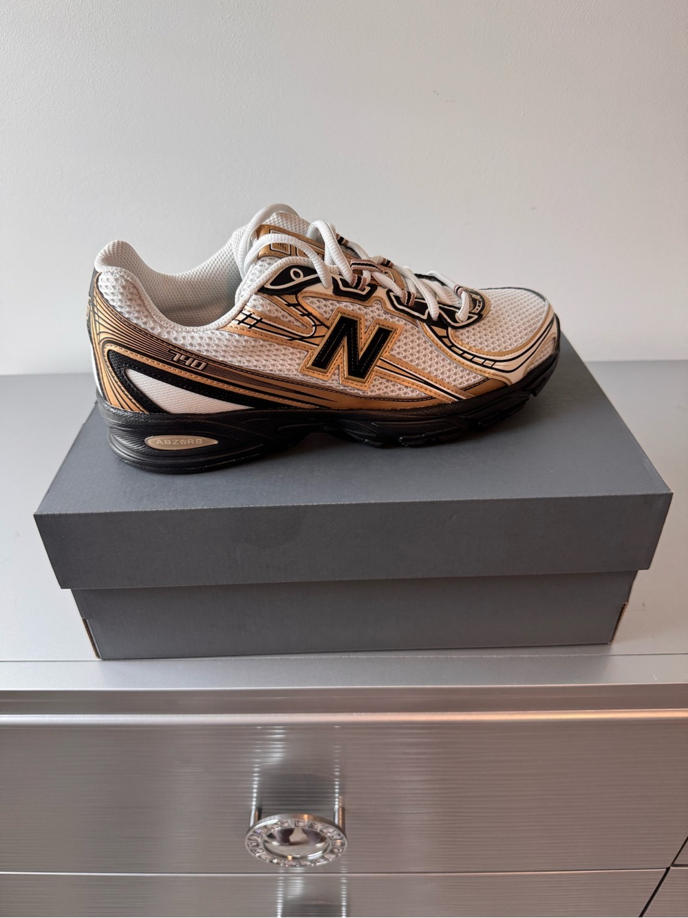 New Balance White and Brown 740 Lifestyle Sneaker
